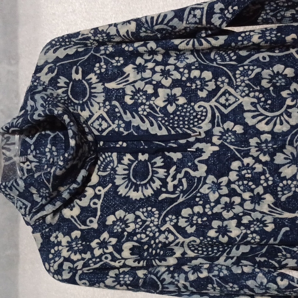 Chaps Women's Medium Blue Floral Pullover Sweatshirt And Turtleneck Style. - Picture 2 of 11